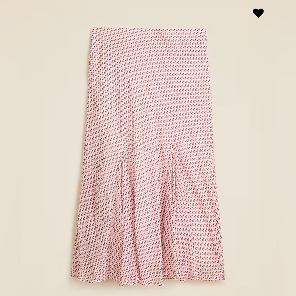 J. Crew Gwyneth flounce hem slip skirt in red and white floral pattern - NWT